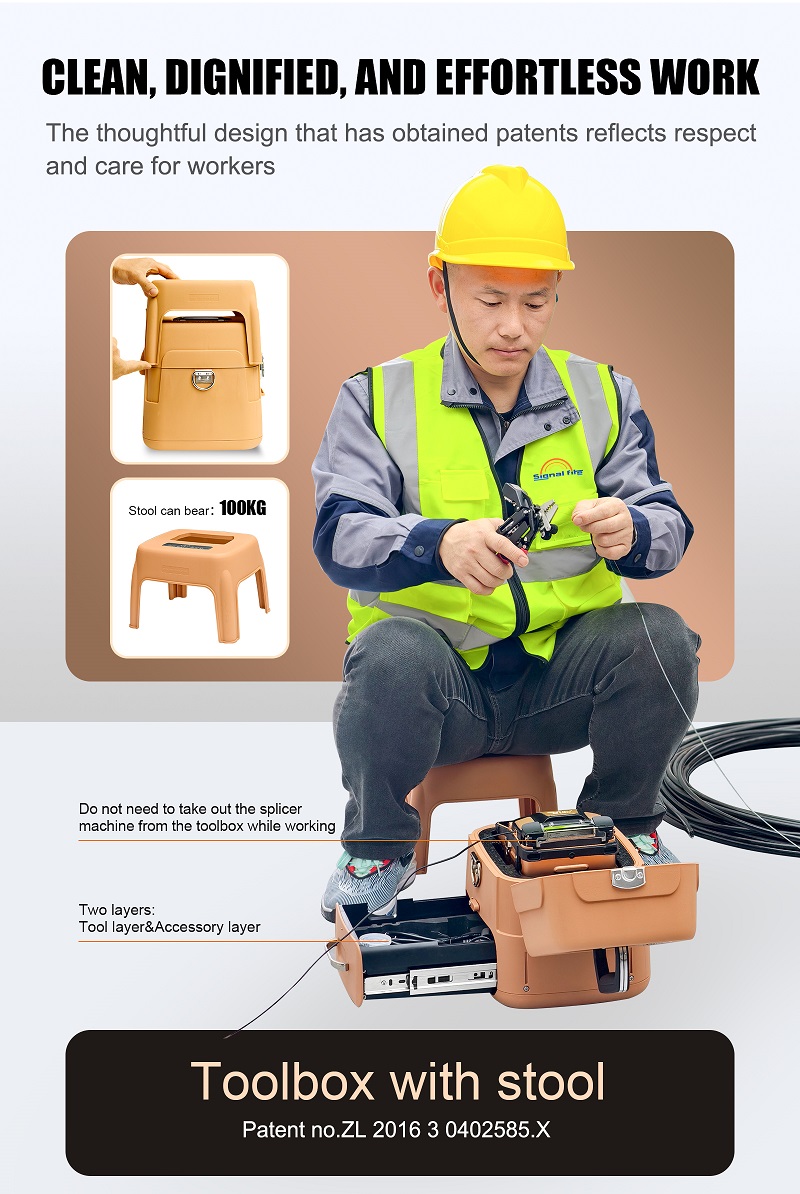 11Signal Fire AI-12 Optical Fiber Fusion Splicer - Toolbox with stool