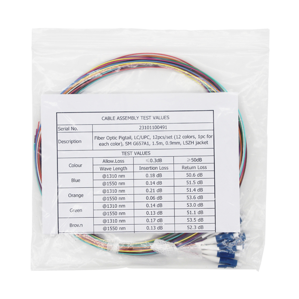 12 Colors Fiber Optic Patchcords & Pigtails - Plastic Bag Packing - 2