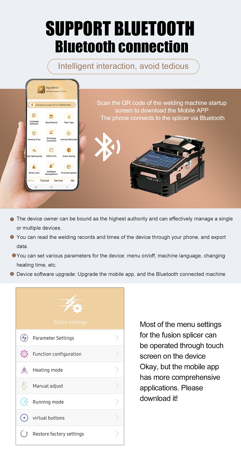 12Signal Fire AI-12 Optical Fiber Fusion Splicer - Support bluetooth connection