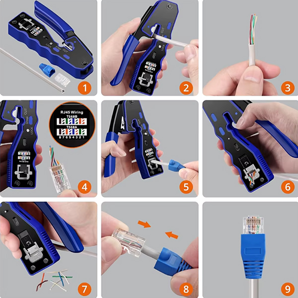 HT-222 8P Network Crimping Tool for Pass-Through RJ45 Connectors - Application 1