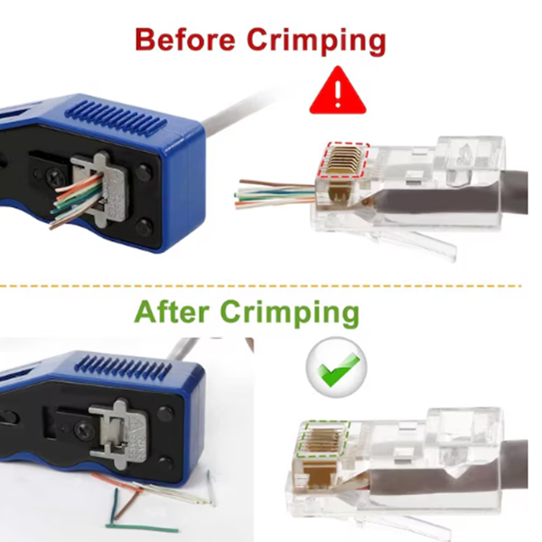 HT-222 8P Network Crimping Tool for Pass-Through RJ45 Connectors - Application 2
