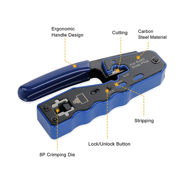 HT-222 8P Network Crimping Tool for Pass-Through RJ45 Connectors - Function