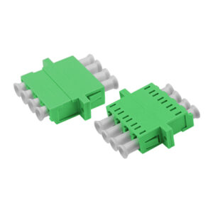 LC/APC Asymmetric Adapter Quadplex Single Mode Welding Type Green Plastic Housing Zirconia Ceramic Sleeve with Flange