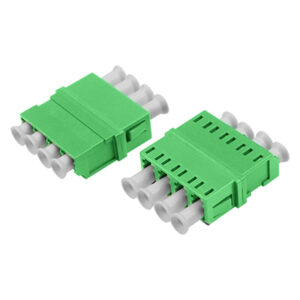 LC/APC Asymmetric Adapter Quadplex Single Mode Welding Type Green Plastic Housing Zirconia Ceramic Sleeve without Flange