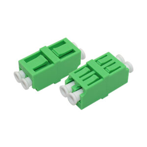 LC/APC High-High Adapter Duplex Single Mode Welding Type Green Plastic Housing Zirconia Ceramic Sleeve without Flange