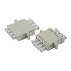 LC/UPC Asymmetric Adapter Quadplex Multi Mode OM1 OM2 Welding Type Beige Plastic Housing Zirconia Ceramic Sleeve with Flange