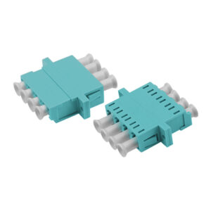 LC/UPC Asymmetric Adapter Quadplex Multi Mode OM3 Welding Type Aqua Plastic Housing Zirconia Ceramic Sleeve with Flange