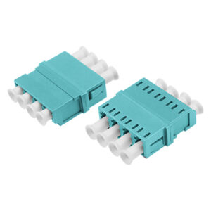 LC/UPC Asymmetric Adapter Quadplex Multi Mode OM3 Welding Type Aqua Plastic Housing Zirconia Ceramic Sleeve without Flange