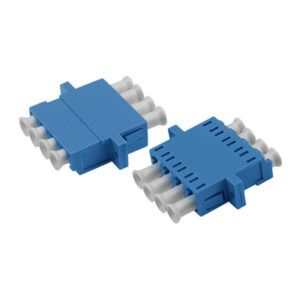LC/UPC Asymmetric Adapter Quadplex Single Mode Welding Type Blue Plastic Housing Zirconia Ceramic Sleeve with Flange