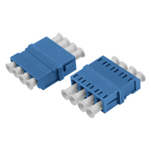 LC/UPC Asymmetric Adapter Quadplex Single Mode Welding Type Blue Plastic Housing Zirconia Ceramic Sleeve without Flange