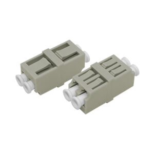 LC/UPC High-High Adapter Duplex Multi Mode OM1 OM2 Welding Type Beige Plastic Housing Zirconia Ceramic Sleeve without Flange