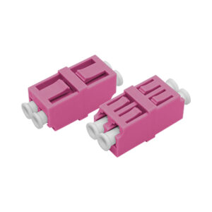 LC/UPC High-High Adapter Duplex Multi Mode OM4 Welding Type Violet Plastic Housing Zirconia Ceramic Sleeve without Flange
