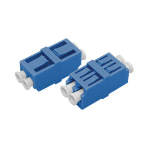 LC/UPC High-High Adapter Duplex Single Mode Welding Type Blue Plastic Housing Zirconia Ceramic Sleeve without Flange