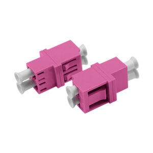 LC/UPC High-Low Adapter Duplex Multi Mode OM4 Welding Type Violet Plastic Housing Zirconia Ceramic Sleeve without Flange