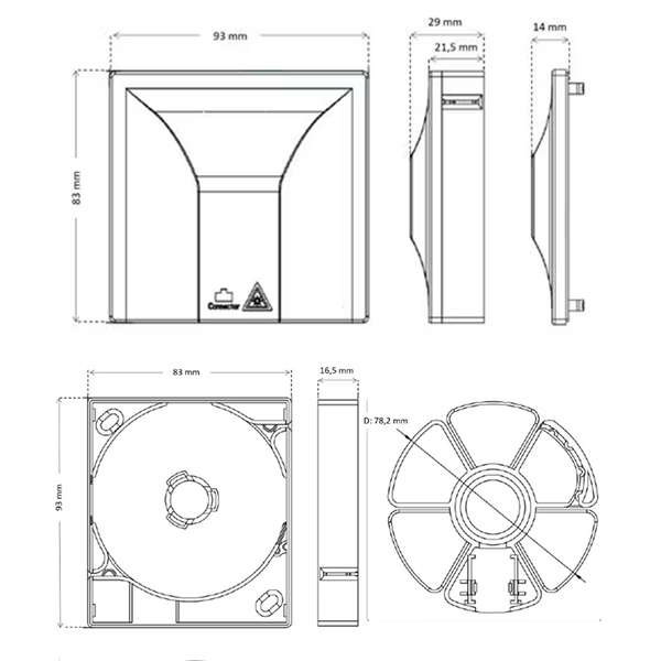 MAY-ATB-104 1 Port Access Terminal Box - Detailed Dimensions