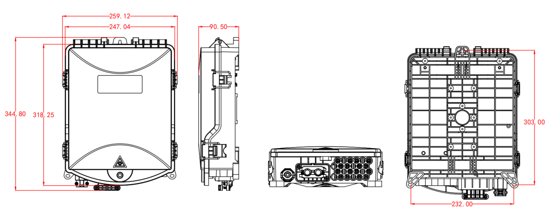 MAY-ODB-2409 24 Fibers Optical Distribution Box - Dimension