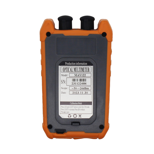 MAY122 Optical Power Meter with VFL - No RJ45 Cable Sequence - Back Side View