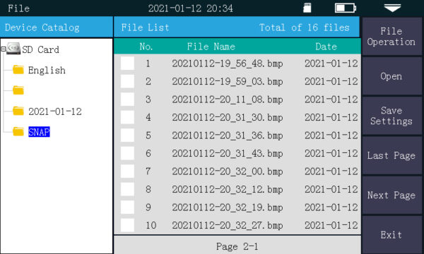 MAY422 Mini OTDR - File Management Module - Snapshot