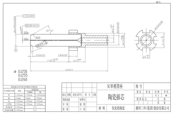 SM SC/UPC and FC/UPC Ceramic Ferrule with Flange | Fiber Optic ...
