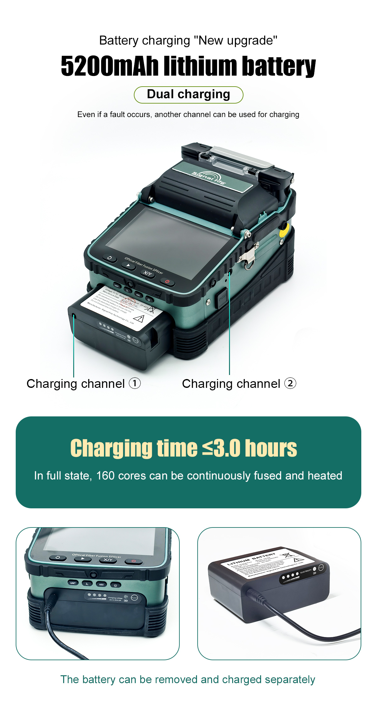 Signal Fire AI-6A+ Optical Single Fiber Fusion Splicer - Battery Charging Channel