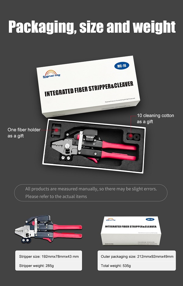Signal Fire MC-16 Integrated Fiber Stripper & Cleaver - Packing Information