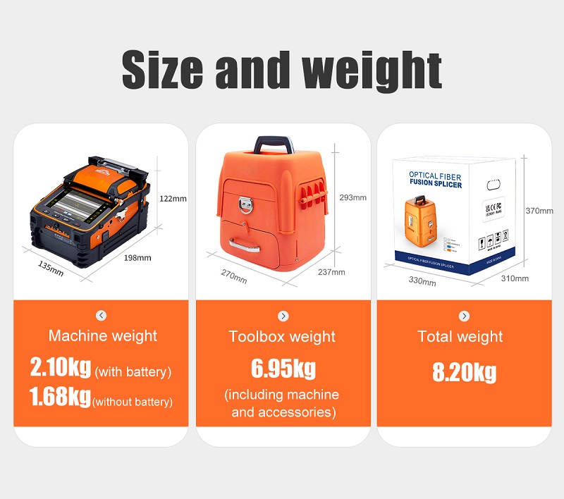 Single Fire AI-9 Fiber Optical Fusion Splicer - Size and Weight
