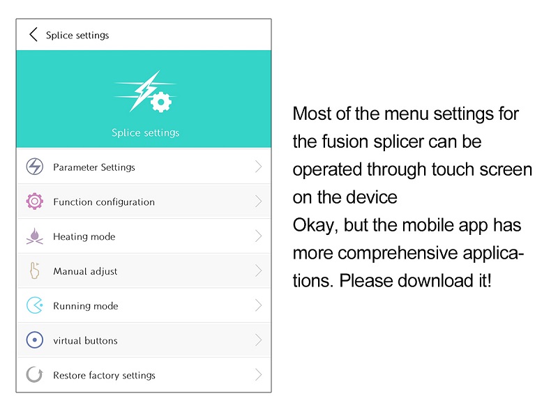 Single Fire AI-9 Fiber Optical Fusion Splicer - Splice Settings